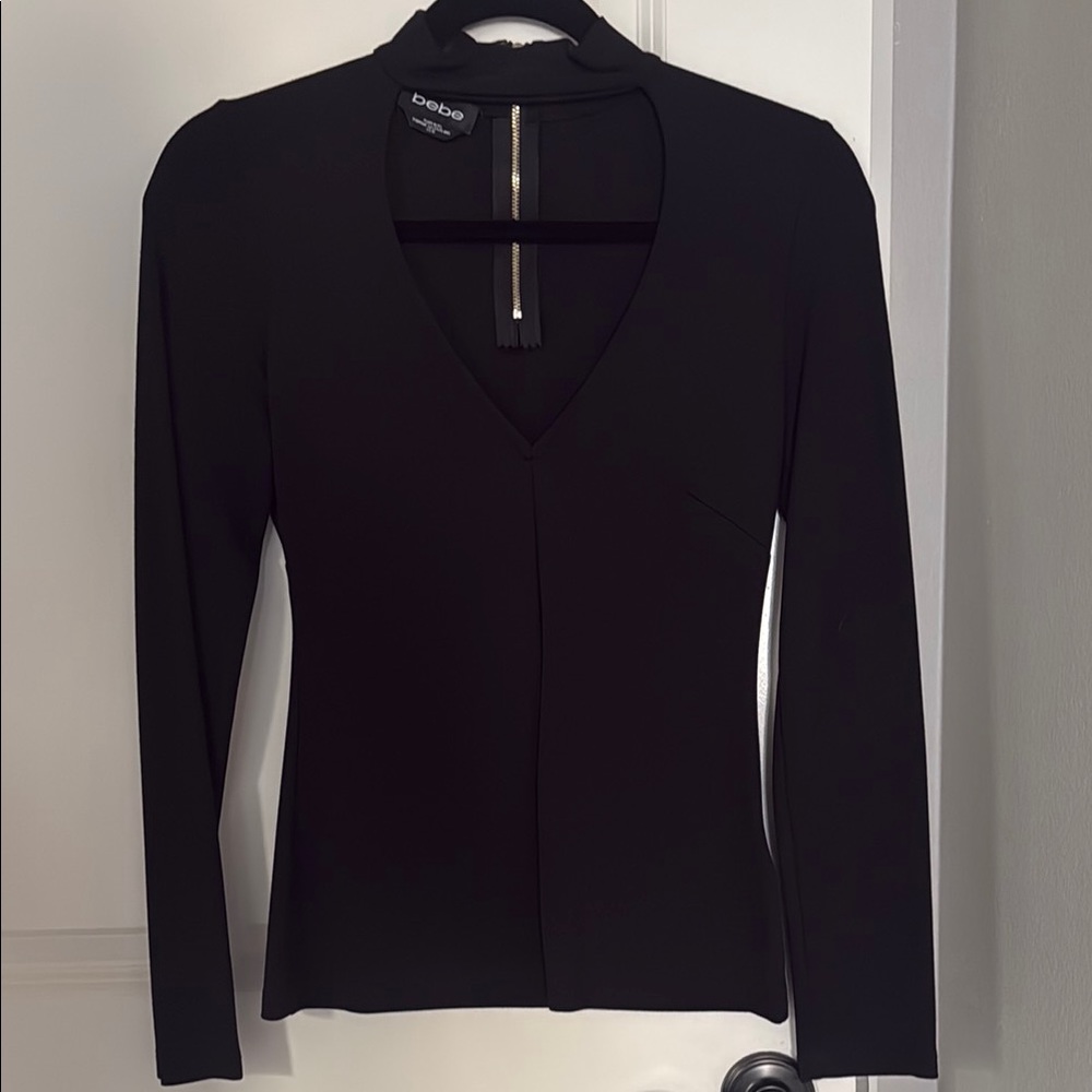 Bebe Black V-Neck Women's Top